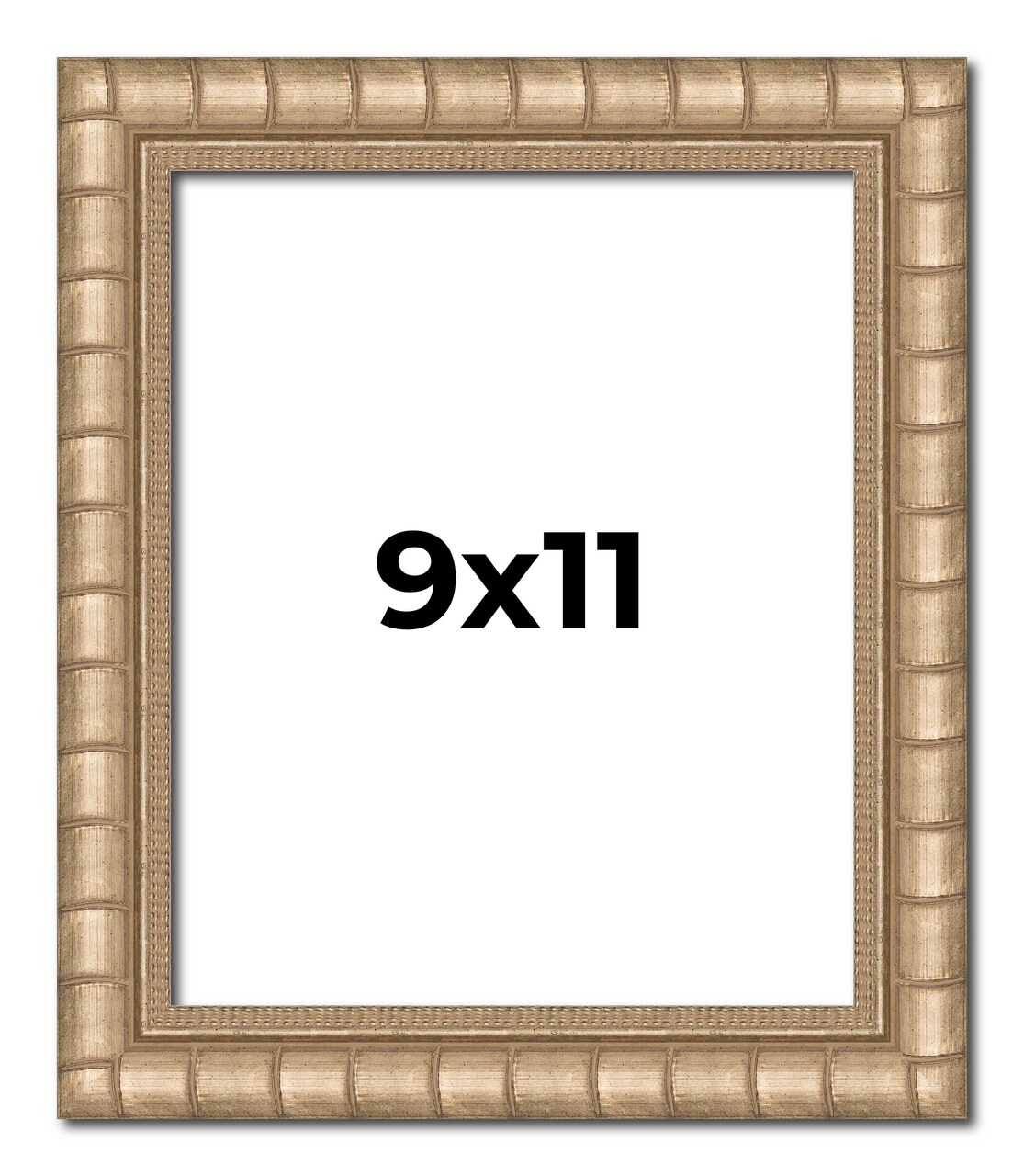 9x11 Silver Modern Bamboo Picture Frame - UV Acrylic, Foam Board Backing, Hanging Hardware
